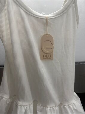 Good Luck Gem Cream Ribbed Scoop Tank with Gathered Hem